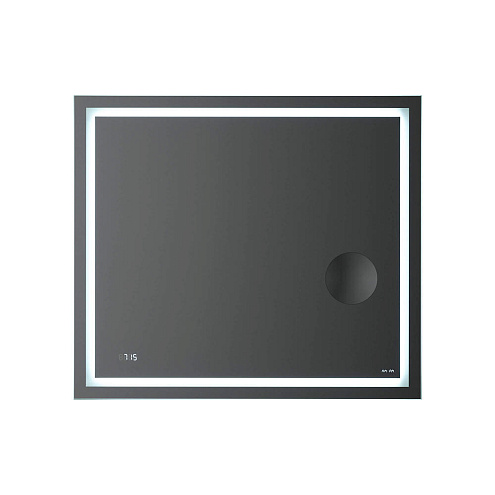 Зеркало с подсветкой в ванную прямоугольное 80 AM.PM Gem M91AMOX0803WG с часами и косметическим зеркалом: фотография 1