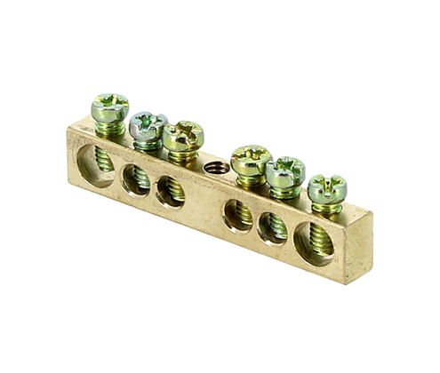 Шина PEN "ноль-земля" 6х9 6 отвер. латунь крепеж по центру PROxima EKF sn0-63-06: фотография 1