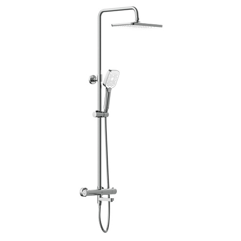 Душевая система VIVO (смеситель термостатический кнопочный) с изливом 3 режима шланг 150 PVC квадрат: фотография 1