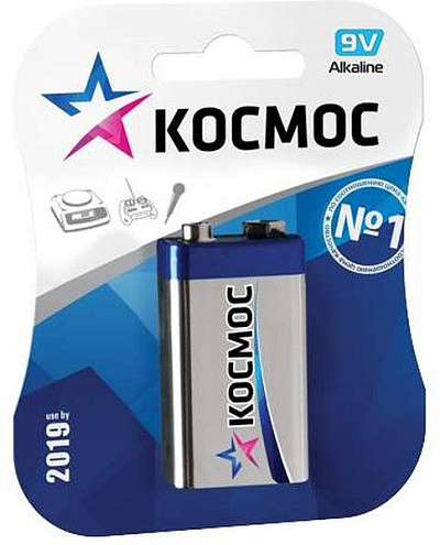 Элемент питания алкалиновый "крона" LR 6LR61 Максимум BP-1 уп.1шт Космос KOC6LR61MAX1BL: фотография 1