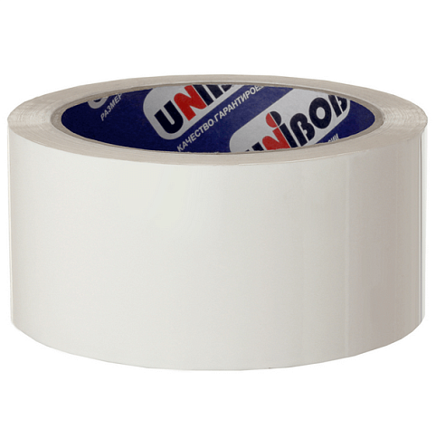 Клейкая лента упаковочная 48мм х 66м, 45мкм белая Unibob 600 : фотография 1