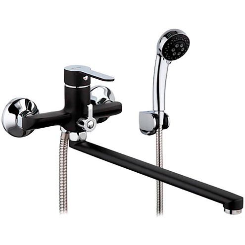 Смеситель для ванны и умывальника 35к F2242 FRAP див корп L-нос 35 см черный+хром: фотография 1