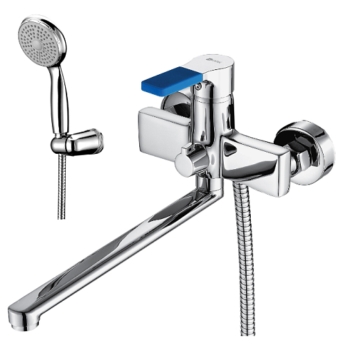 Смеситель Lemark "Аура" LM0651C универсальный с плоским изливом 300мм дивертор с керамическими пластинами хром: фотография 1