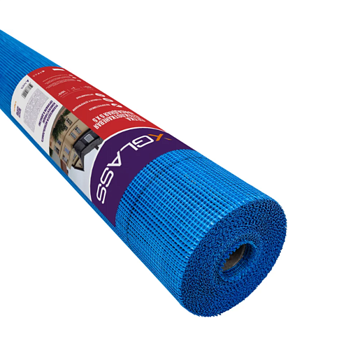 Сетка стеклотканевая фасадная X-Glass Pro 5х5 мм, 1х20 м, 160 гр/м², синяя: фотография 1