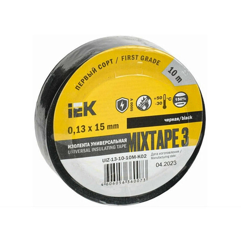Изолента MIXTAPE 3 0,13х15мм черная 10м IEK UIZ-13-10-10M-K02: фотография 1