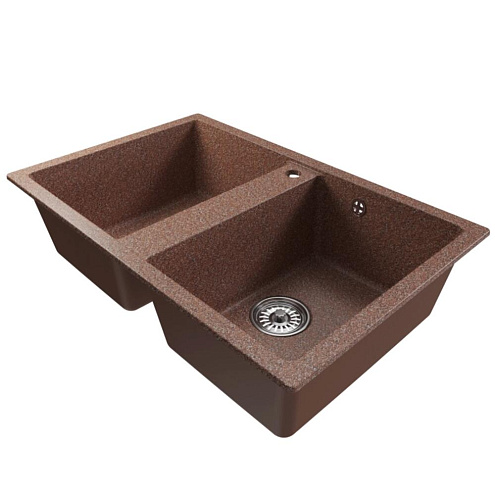 Мойка ML-GM23 двухчашевая, терракотовая (307), 770х500х190 мм: фотография 1