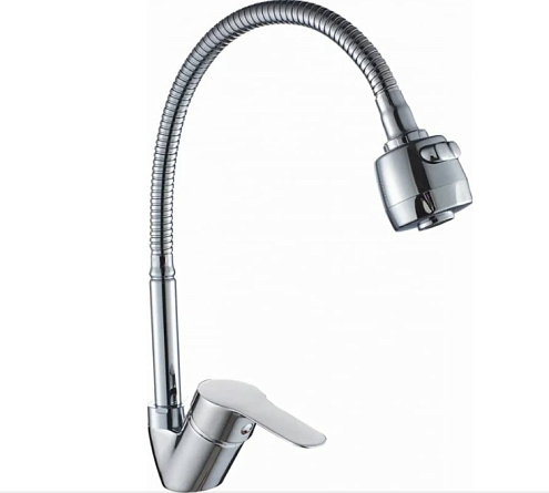 Смеситель для кухни шаровый с гибким регулирующим изливом 2-х режимный аэратор G233510 d35 Flex Gota Rocio: фотография 1