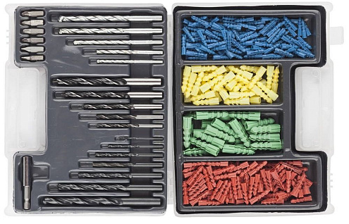 Набор сверл по бетону 4-10мм; по металлу 2-10мм; по дереву 4-10мм; 6 бит, битодержатель, РемоКолор: фотография 1