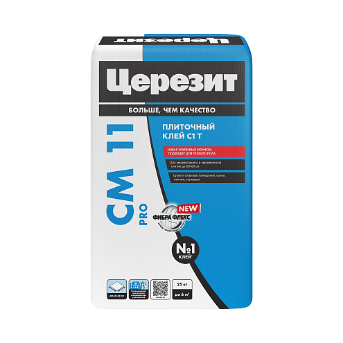 Клей для плитки и керамогранита Церезит CM 11 PRO, класс С1 Т 25кг: фотография 1