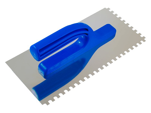 Гладилка зубчатая, 130х270мм, зуб 10х10мм, нержавейка, пластиковая ручка, РкемоКолор: фотография 1