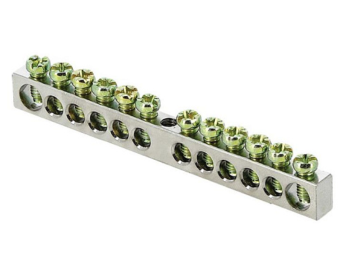 Шина PEN "ноль-земля" 6х9 12 отверст. цинк крепеж по центру PROxima EKF sn1-63-12: фотография 1