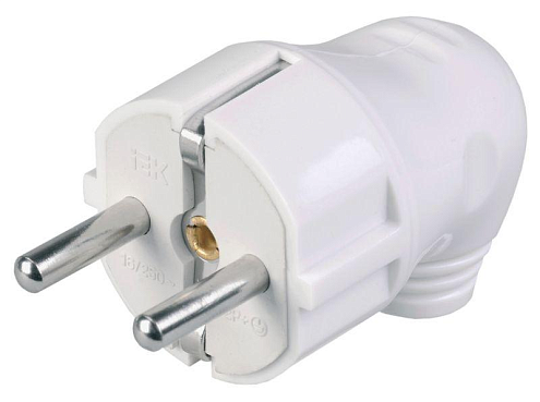 Вилка разборная угловая ВПу11-01-Ст с заземляющим контактом 16А белая IEK EVP11-16-01-K01: фотография 1