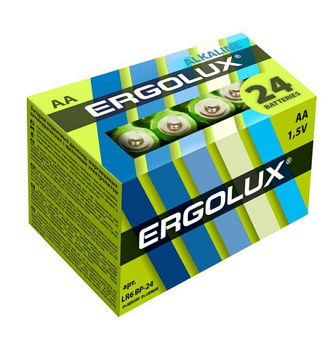 Элемент питания алкалиновый AA/LR6 1.5В Alkaline BP-24 уп.24шт Ergolux 14212: фотография 1