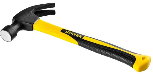 Молоток-гвоздодер "PROFI", кованый, с фибергласовой ручкой, 680г, STAYER: фотография 1