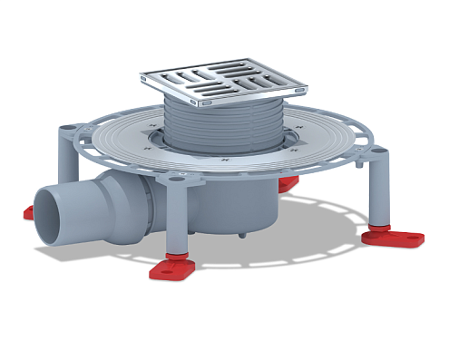 Трап для душа горизонтальный регулируемый, с сухим затвором, с решёткой из нержавеющей стали 100х100 АНИ Пласт TQ5602: фотография 1