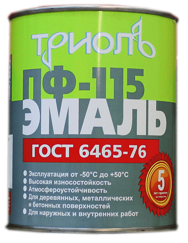 Эмаль ПФ-115 (ГОСТ 6465-76) «ТРИОЛЬ» Фисташковый,  0,8кг: фотография 1