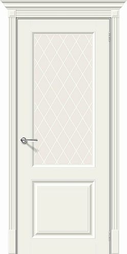 Дверь эмаль Скинни-13 Whitey со стеклом White Сrystal 2000х600: фотография 1