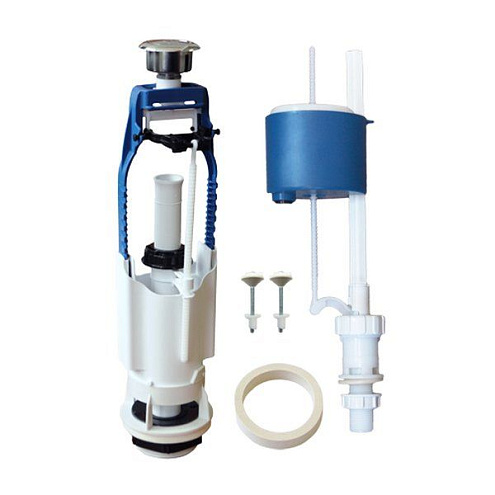 Арматура к смывному бачку, кнопка Уклад хром нижний подвод D40 69.55.14.3/А 105.57.14.3 нижний подвод : фотография 1