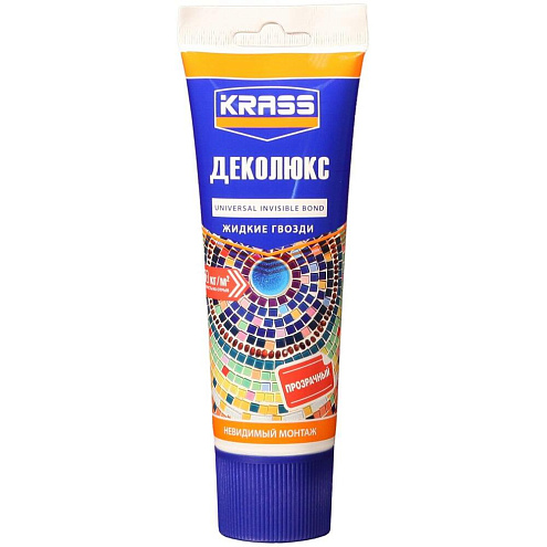 Клей KRASS ЖГ ДЕКОЛЮКС для ремонтных работ Невидимый монтаж прозрачный 250мл : фотография 1