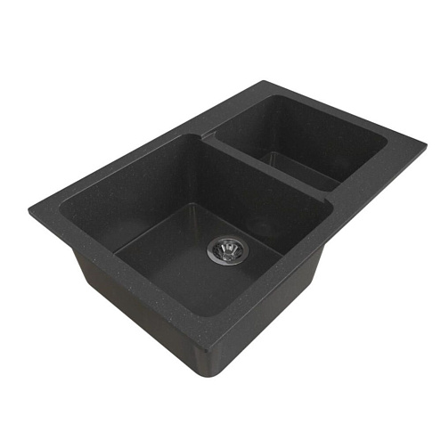 Мойка ML-GMS13 СТАНДАРТ двухчашевая, черный (308), 505х775х200 мм: фотография 1