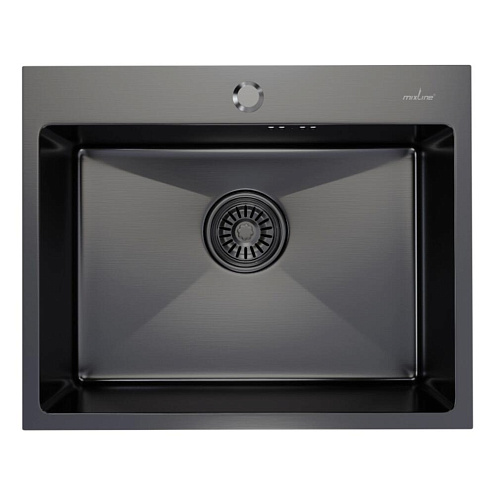 Мойка настольный монтаж 530х430 выпуск 3 1/2"  MIXLINE PRO 220 мм с сифоном, черный графит: фотография 1
