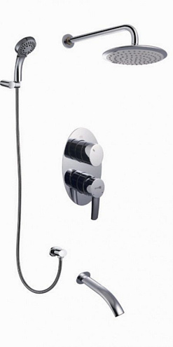 LM3222C "Атлантисс" Смеситель для ванны и душа встраиваемый с дополнительной 5-функциональной лейкой, хром: фотография 1
