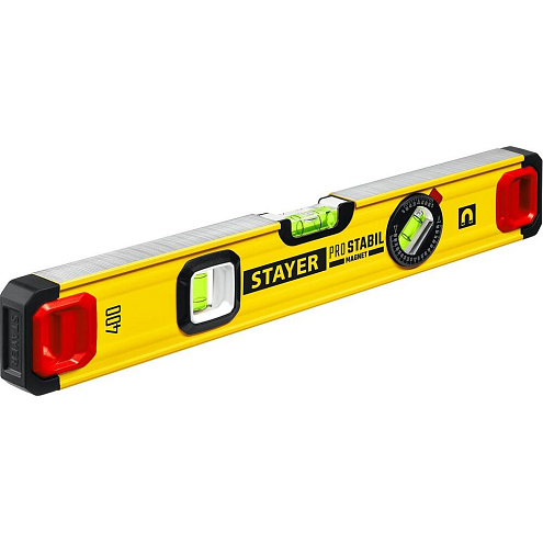 Уровень магнитный, 400мм, 3 ампулы, точность 0,5мм/м, Stayer: фотография 1