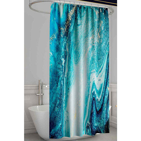 BT1624 Занавеска-штора для ванн Delly "PREMIUM" полиэстер Китай 180х180 12 колец: фотография 1