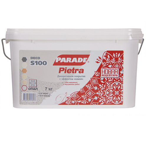 Декоративное покрытие PARADE DECO Pietra S100 с эффектом камня, опал, 7кг: фотография 1