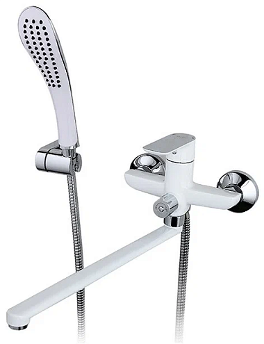 Смеситель для ванны и умывальника 35к G2248 GAPPO L-излив, БЕЛЫЙ-ХРОМ: фотография 1