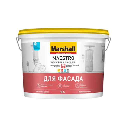 Краска Marshall MAESTRO для Фасада глубокоматовая BW 9л : фотография 1