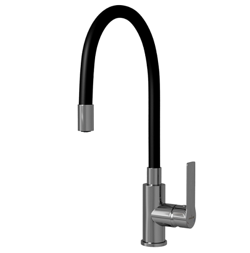Смеситель для кухни 35к Mixline ML35-097 гибкий излив, черный: фотография 1