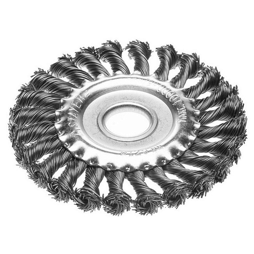 Дисковая щетка, 125мм, посадочный 22мм, плетенные пучки проволоки 0,5мм, STAYER: фотография 1