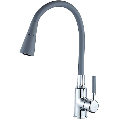 Смеситель для кухни с гибким изливом Ledeme Rainbow L4199-9 серый/хром: фотография 1