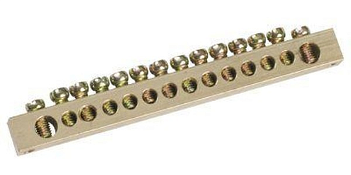 Шина PEN "земля-ноль" 8х12мм 8/2 (8групп/крепеж по краям) IEK YNN21-08-100: фотография 1