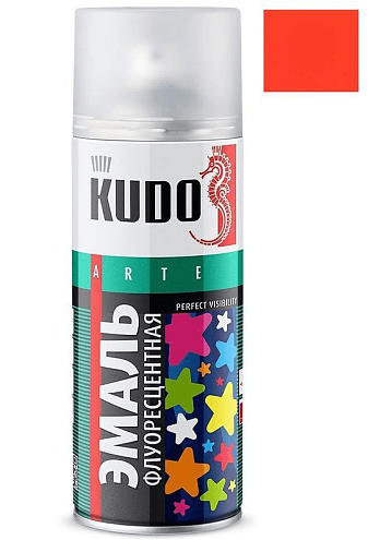 Эмаль KUDO флуоресцентная, Оранжево-красный, 520мл: фотография 1