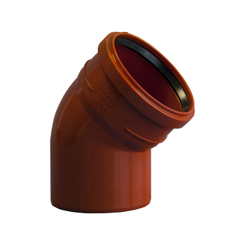 Отвод ПП 110х45° Р наружная Политэк: фотография 1