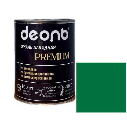 Антикоррозионная глянцевая эмаль PREMIUM ДЕОЛЬ Зеленая RAL 6029 0,75л : фотография 1