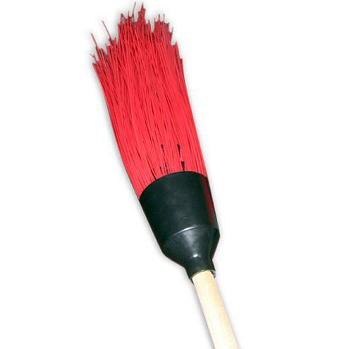 Метла с черенком, круглая "Дворник", 3 наборных кольца, вес щетины 300гр, синтетическая: фотография 1