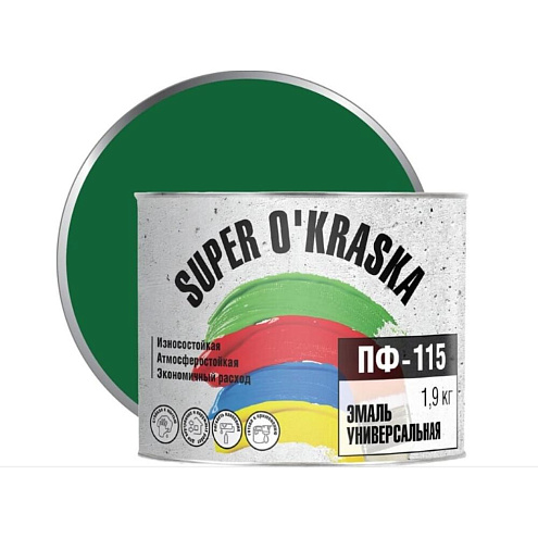 Эмаль  ПФ-115 super okraska Зеленый  1,9кг: фотография 1