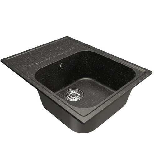 Мойка ML-GM18 с крылом, черная (308), 490х640х190 мм: фотография 1