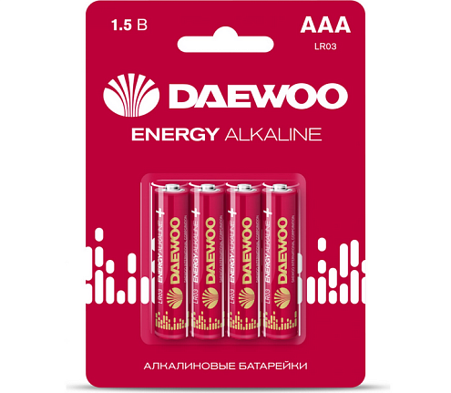 Элемент питания алкалиновый AAA/LR03 1.5В Energy Alkaline 2021 BL-4 уп.4шт DAEWOO 5029903: фотография 1