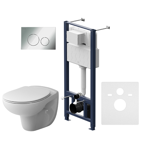 Комплект инсталляция AM.PM IS49051.741700  с подвесным унитазом Sense, с сиденьем микролифт и клавишей смыва Pro L хром глянец: фотография 1