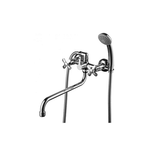 Смеситель Lemark "Партнер" LM6541C универсальный двуручный с круглым изливом 300 мм дивертор с керамическими пластинами хром: фотография 1