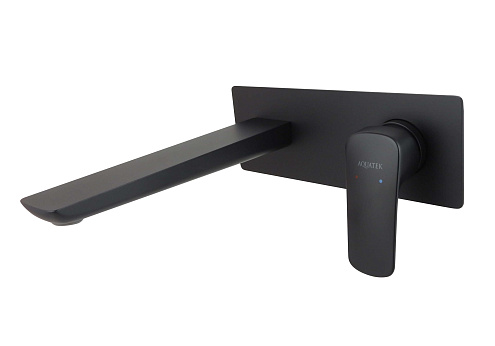 Смеситель для раковины настенный (внешняя и скрытая часть) Aquatek матовый черный AQ1013MB Вега: фотография 1