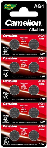 Элемент питания алкалиновый "таблетка" LR626/377A/177/G 4 Mercury Free AG4-BP0%Hg для часов BL-10 уп.10шт Camelion 12812: фотография 1