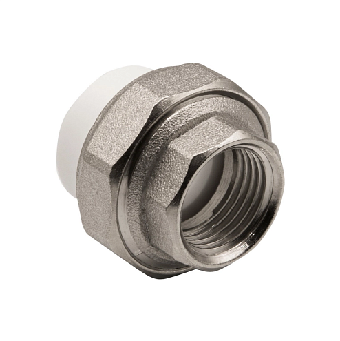 Муфта комбинированная разъемная, внутренняя резьба 20х1/2'' EVER plast белый: фотография 1