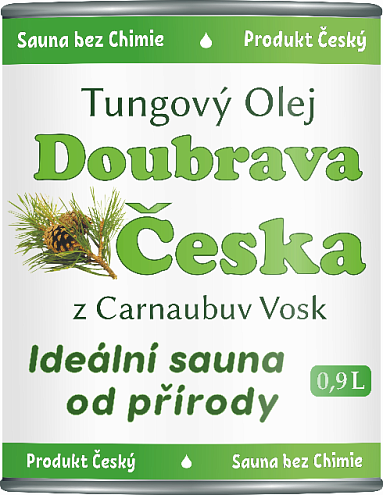 Тунговое масло с карнаубским воском "Doubrava Čzeska", для любых поверхностей из дерева в бане 0,9л: фотография 1