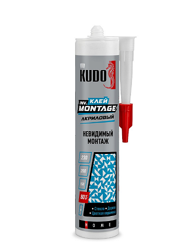 Жидкие гвозди на акриловой основе KUDO MONTAGE для невидимого монтажа, прозрачный, 280мл: фотография 1