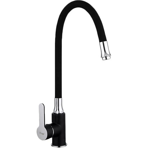 Смеситель для кухни 35к F4042 FRAP гибкий излив, гайка, боковая, черный+хром: фотография 1